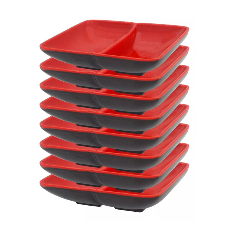 GENERICO - Pack 6 Plato Tazón Doble De Melamina Para Salsas Soja 9.8cm