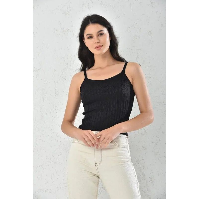 MROTTO - Blusa Mujer De Tiras Negro Sin Manga