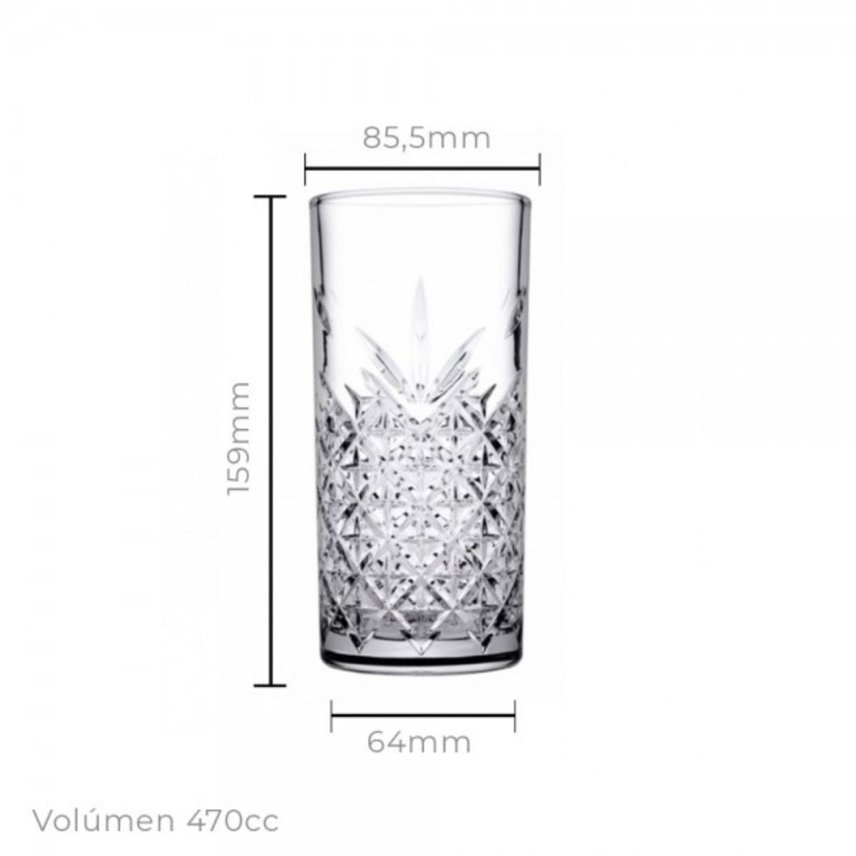 PASABAHCE - Set De 6 Vaso Refresco 470 Cc Linea Time Timeless IMAHE