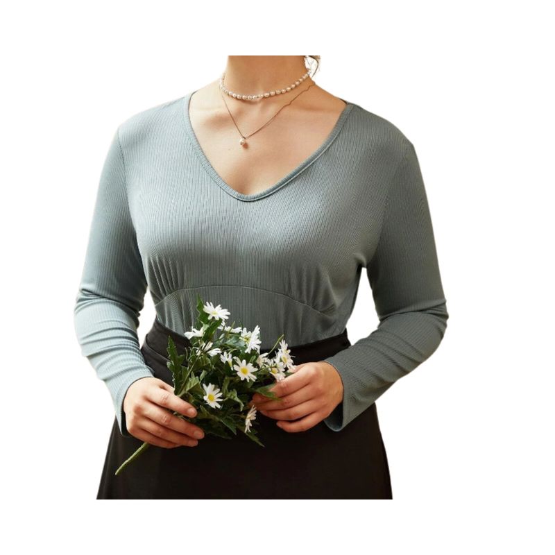 GENERICO - Camiseta unicolor para mujer tallas grandes