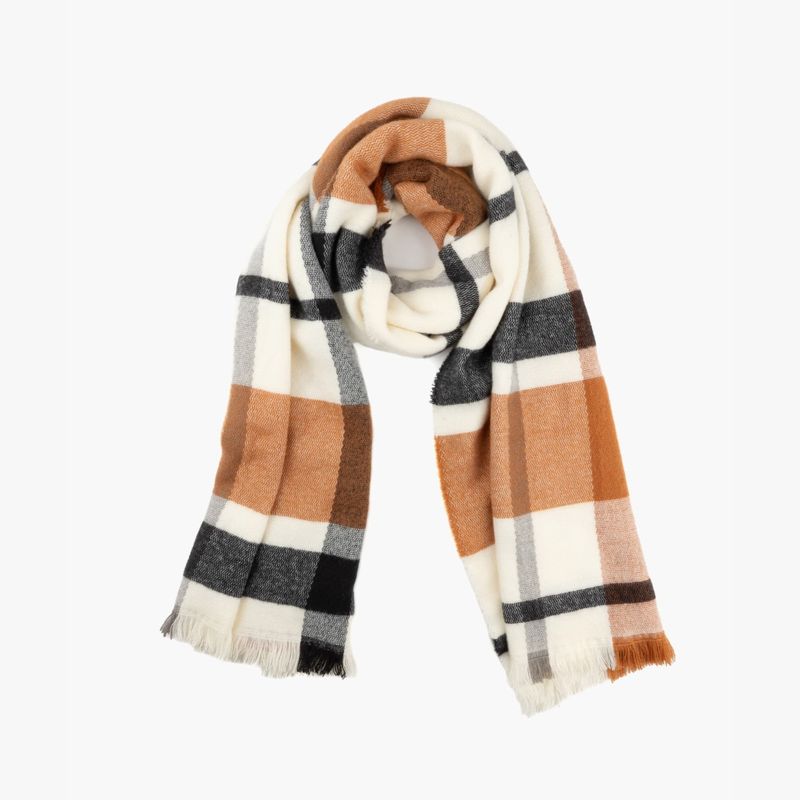LOUNGE - Maxi Bufanda Mujer Cuadros Beige