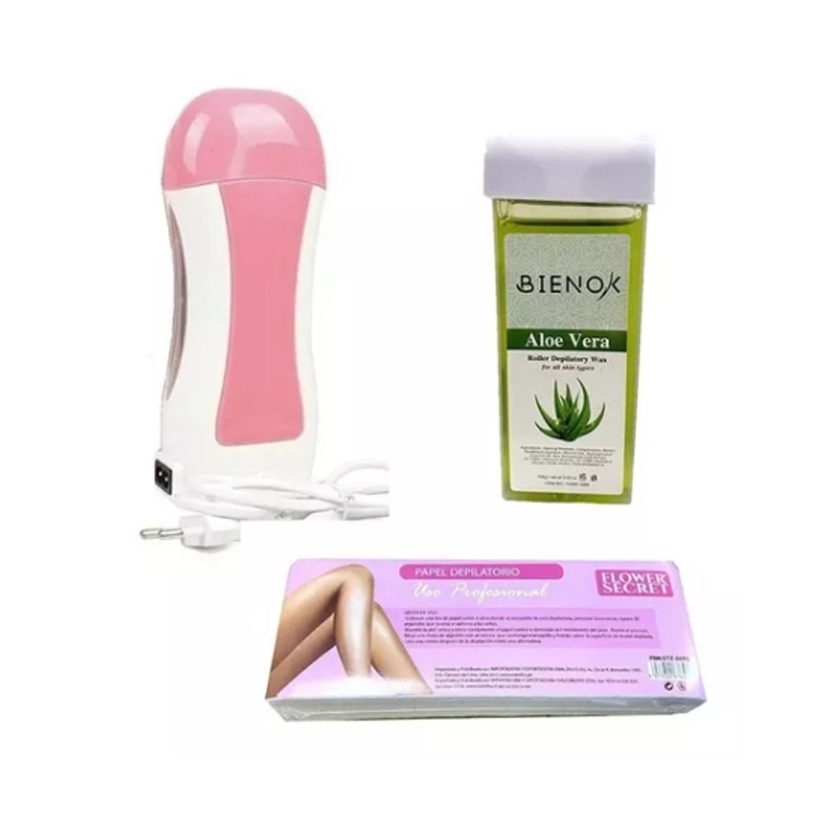 GENERICO - Kit Depilacion Roll On + 1 Cartucho Cera + 50 Bandas Papel