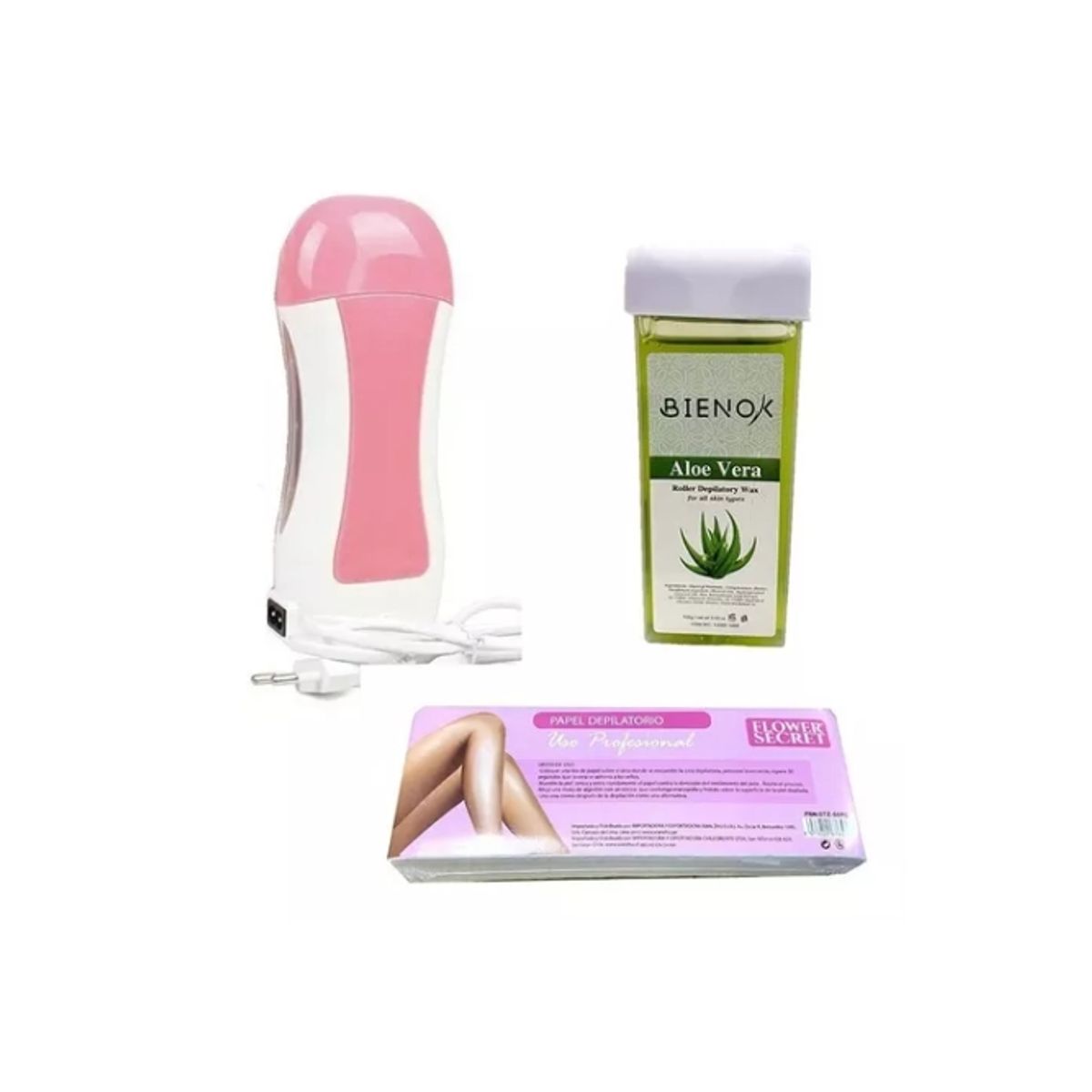 GENERICO - Kit Depilacion Roll On + 1 Cartucho Cera + 50 Bandas Papel