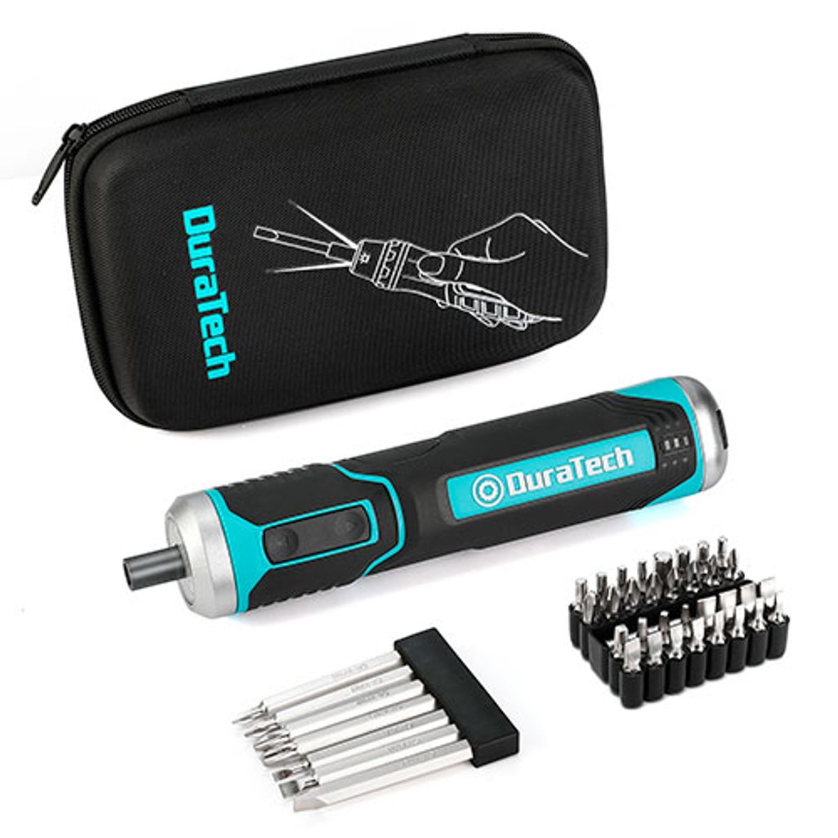 DURATECH - SET DESTORNILLADOR INALAMBRICO Y PUNTAS INTERCAMBIABLES DURATECH