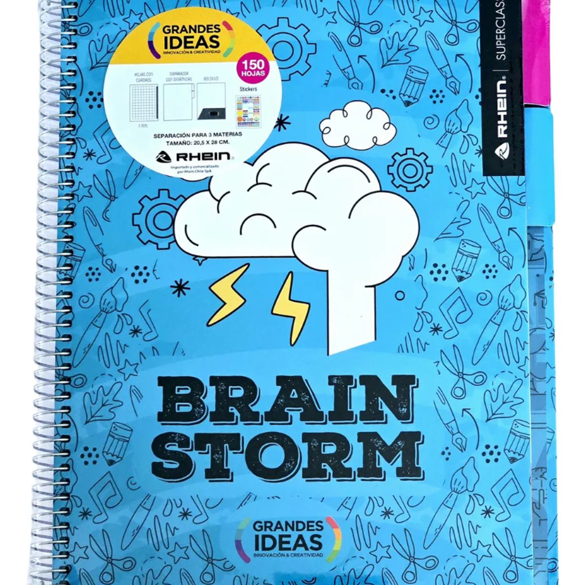 RHEIN - Pack 5 Cuadernos Grandes Ideas Carta 150 Hojas Tapa Dura