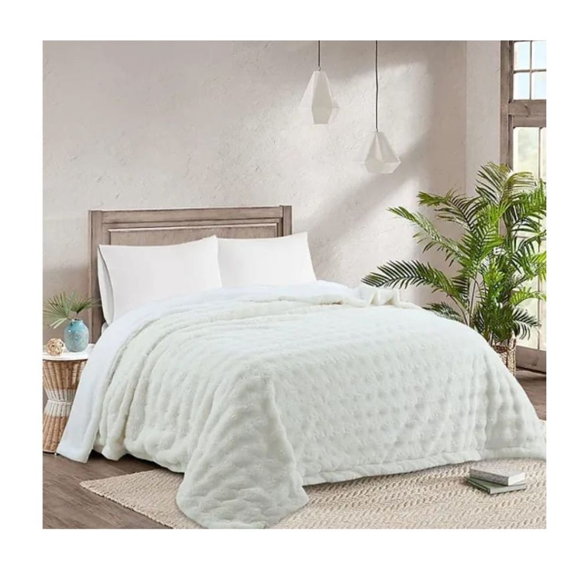 GENERICO - Frazada Térmica Pelo Conejo 230 x 250 Cm - Blanco