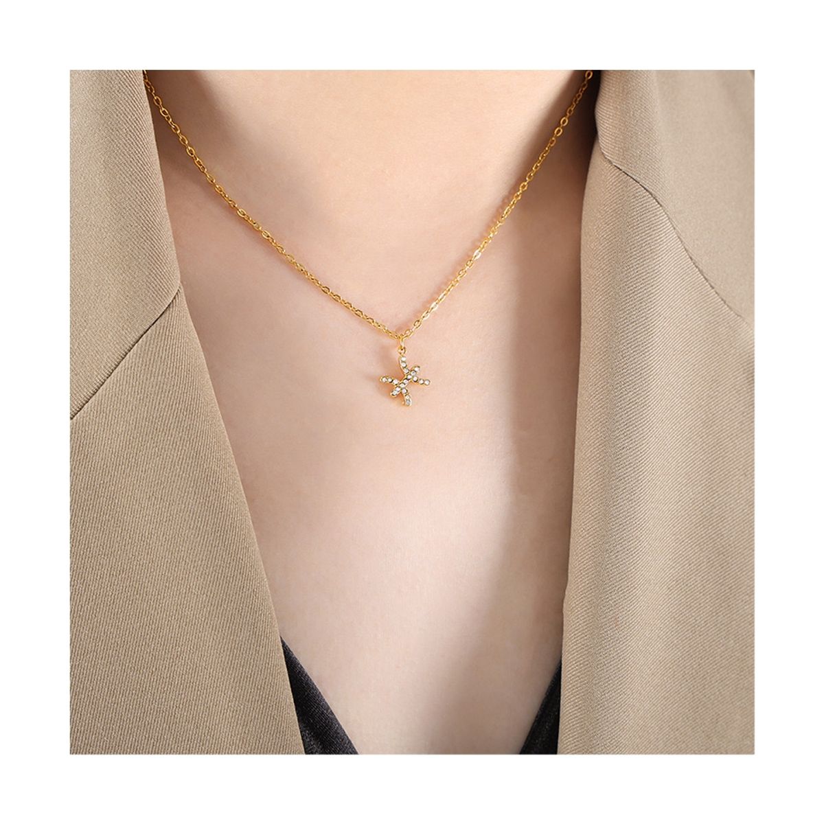 LUX JOYAS - Collar Baño Oro 18k Signo Zodiaco Piscis