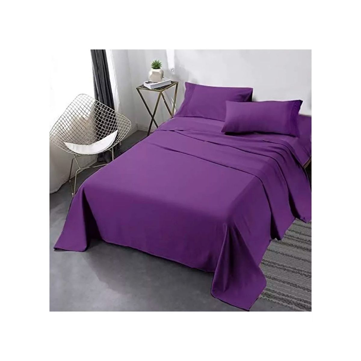 GENERICO - Juego De Sábanas Dos Plazas 4 Piezas Unicolor