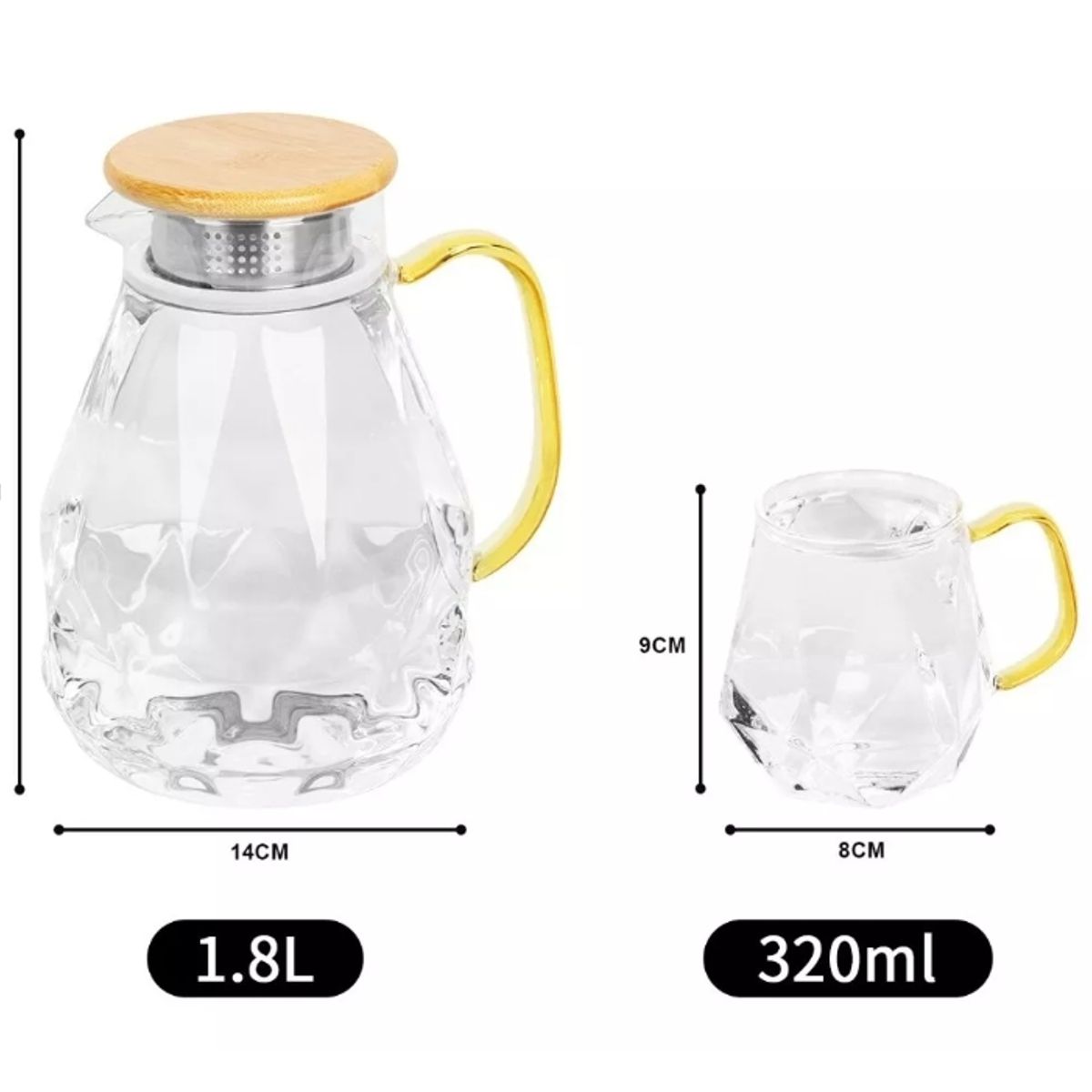 GENERICO - Increíble Jarra De Té + 4 Tazas De Cristal