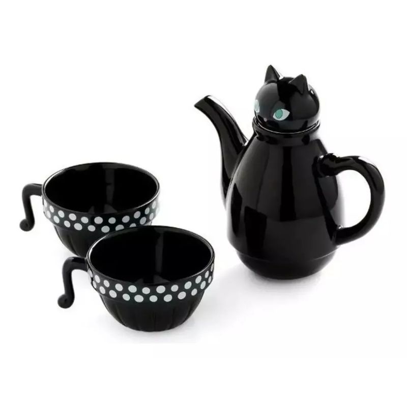 GENERICO - Set Tetera Gato Infusor + 2 Tazas Mug Gatos