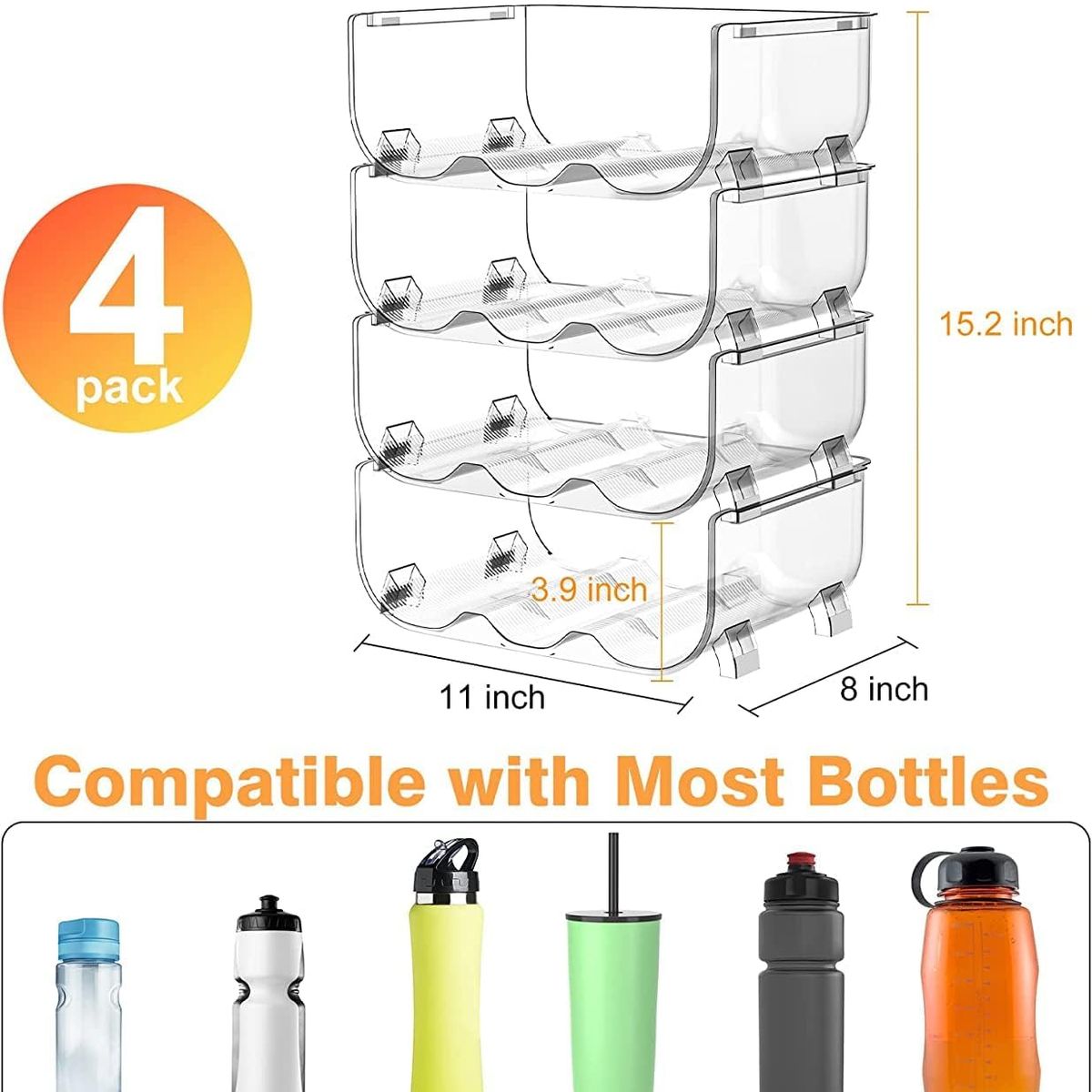 YOMYM - Organizador Estante Para Botellas Agua De Cuarto Capas 20×28×288cm