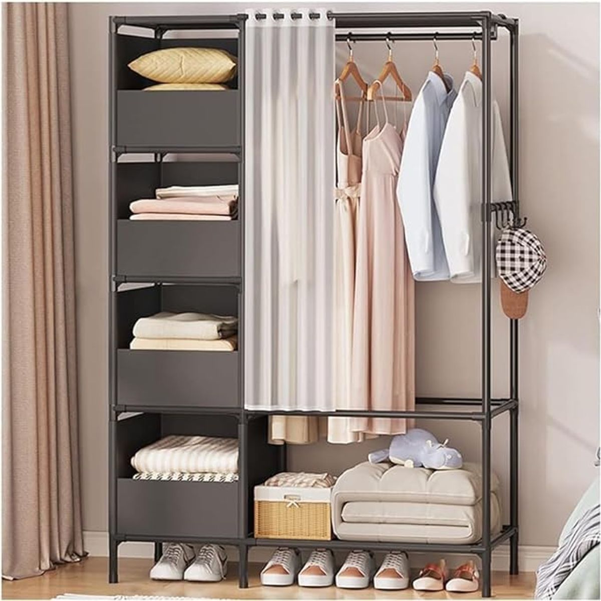 YOMYM - Armario Abierto De Dos Hileras-elegante Negro