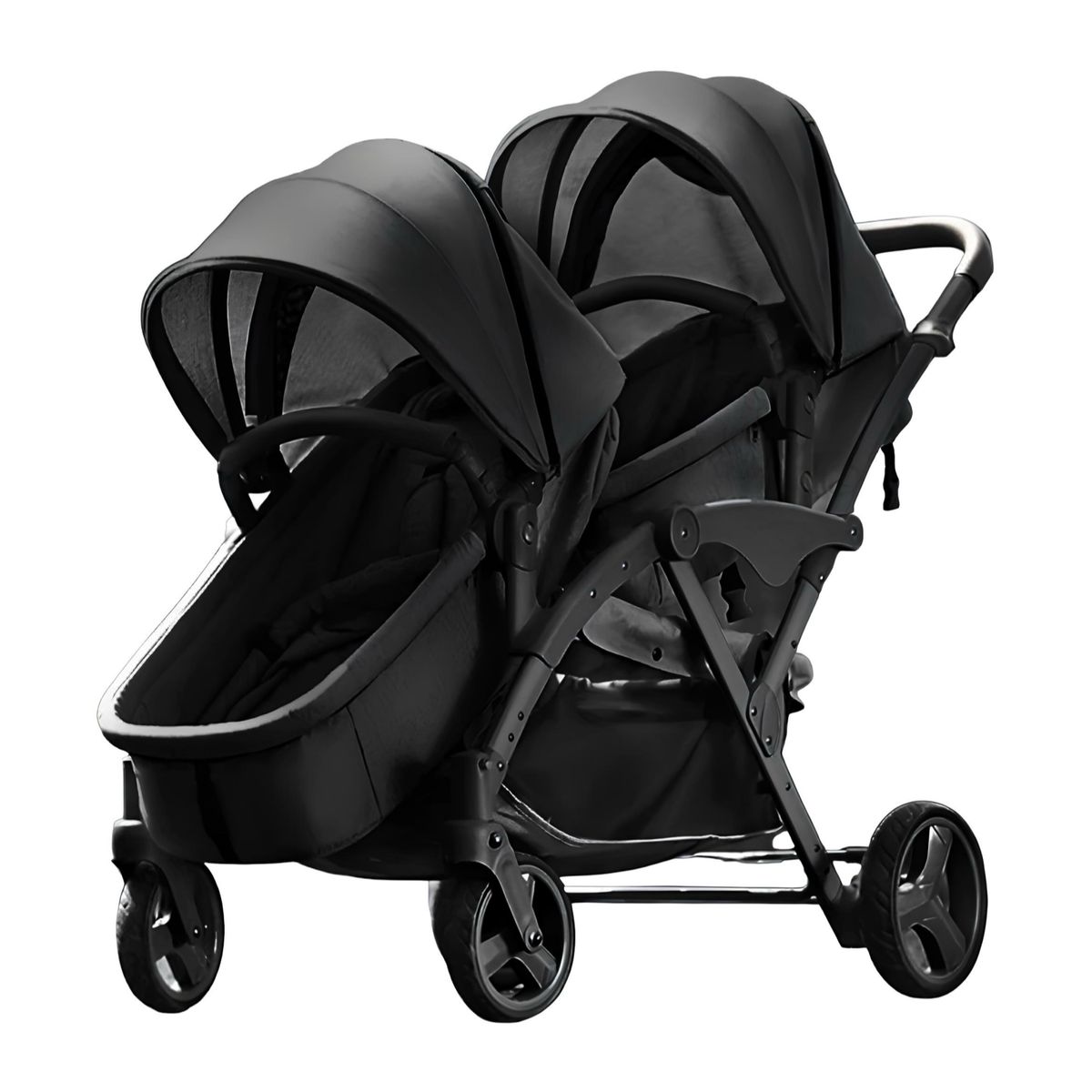 LUBABYCAS - Coche Doble Duo Reclinable 6 Modos En 1 LuBabycas Negro