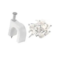 GENERICO - Grampa de 5mm con clavo para cable blanco (100 unids)