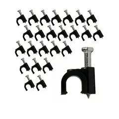 GENERICO - Grampa de 7mm con clavo para cable negro (100 unids)