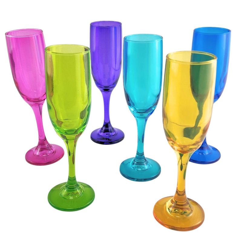 CRISTAR - Set 6 Copas Champagne Rioja Full Color 183mL Para Celebracion