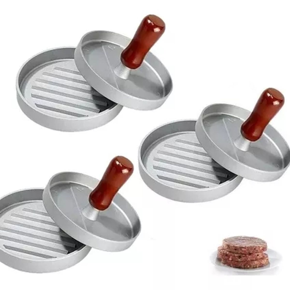 GENERICO - Pack X3 Molde Hamburguesa Prensa Para Hamburguesas Asado