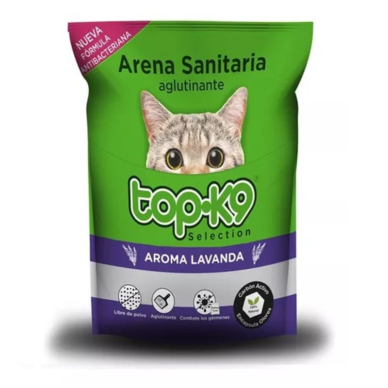 GENERICO - Arena Sanitaria Aglutinante Aroma Lavanda Top-k9 De 10kg.