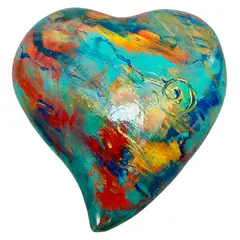 GENERICO - CORAZON CONCAVO TURQUESA MULTICOLOR GRANDE