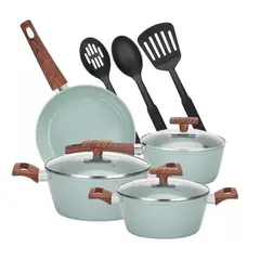 GENERICO - Bateria De Cocina 10 Piezas Antiadherente Granito Menaje