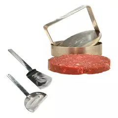 GENERICO - Pack Smash Burger Acero Inox + Anillo Molde + 2 Espátulas