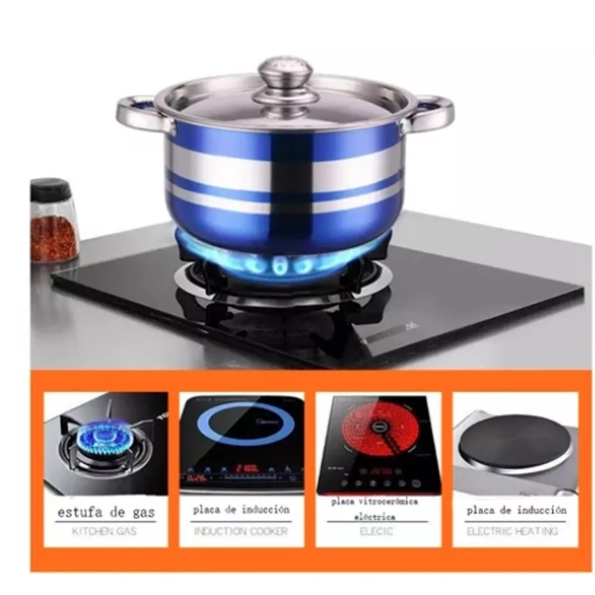 GENERICO - 4pcs Bateria De Cocina 304 Acero Inoxidable Ollas Sin Humo