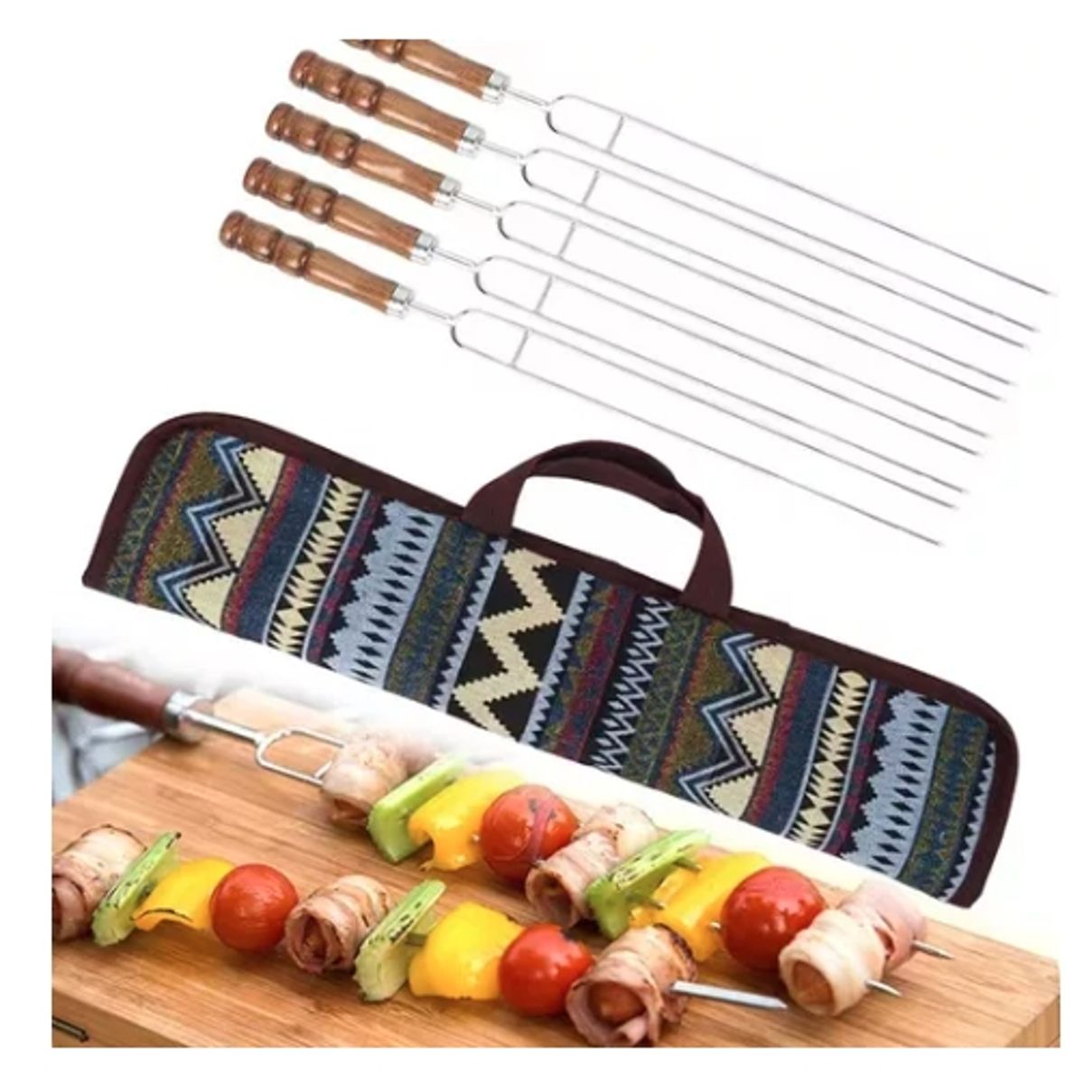 GENERICO - Set 5 Brochetas En Forma De U Para Asado Pinchos Anticucho