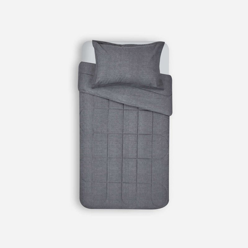 ROSEN - Plumón Unicolor Chambray Charcoal 1,5 Plazas