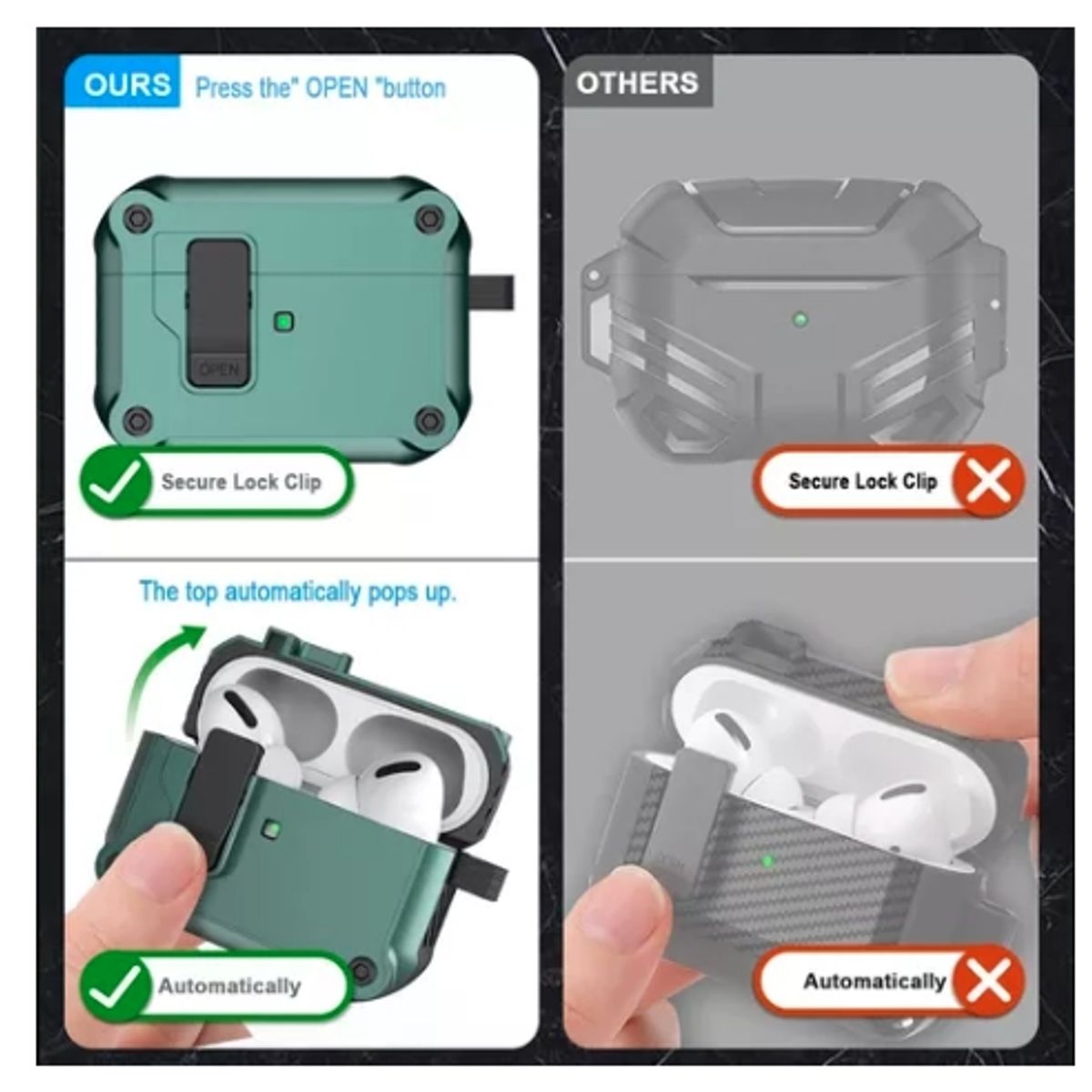 GENERICO - Funda Con Seguro Para AirPods Pro 2nd Generación 3 color verde