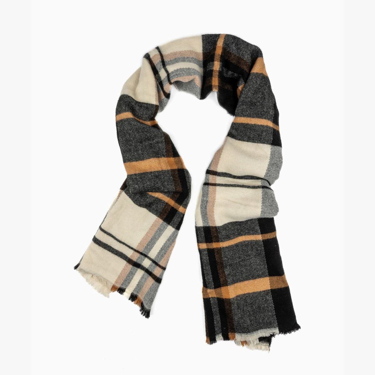 LOUNGE - Maxi Bufanda Mujer Cuadrados Negro