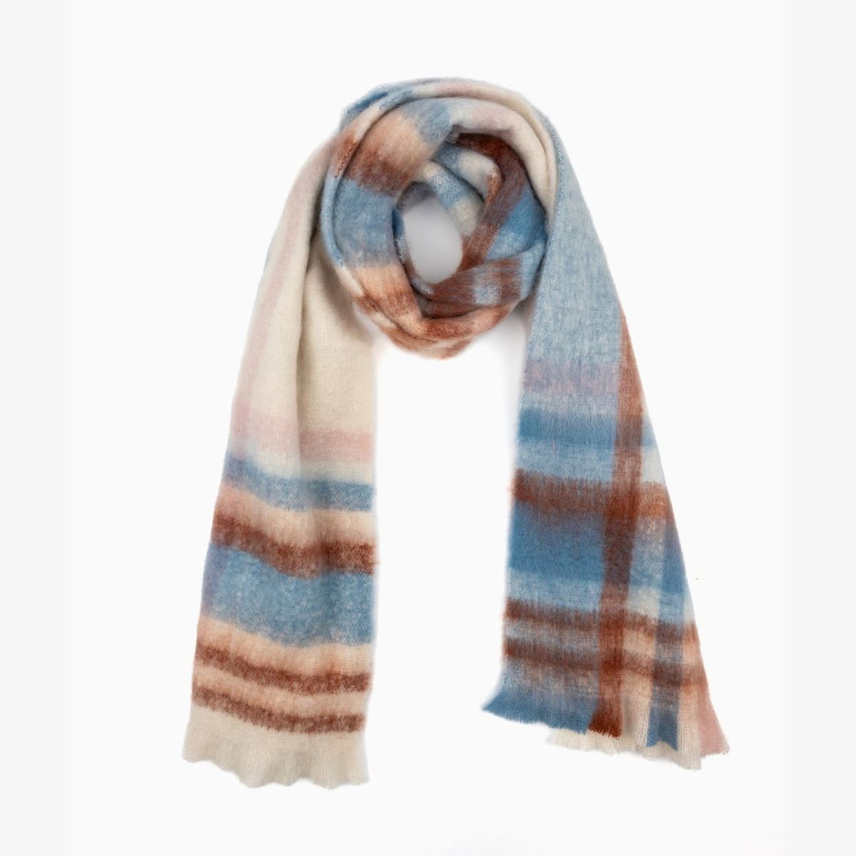 LOUNGE - Bufanda Mujer Líneas Cruzadas Azul