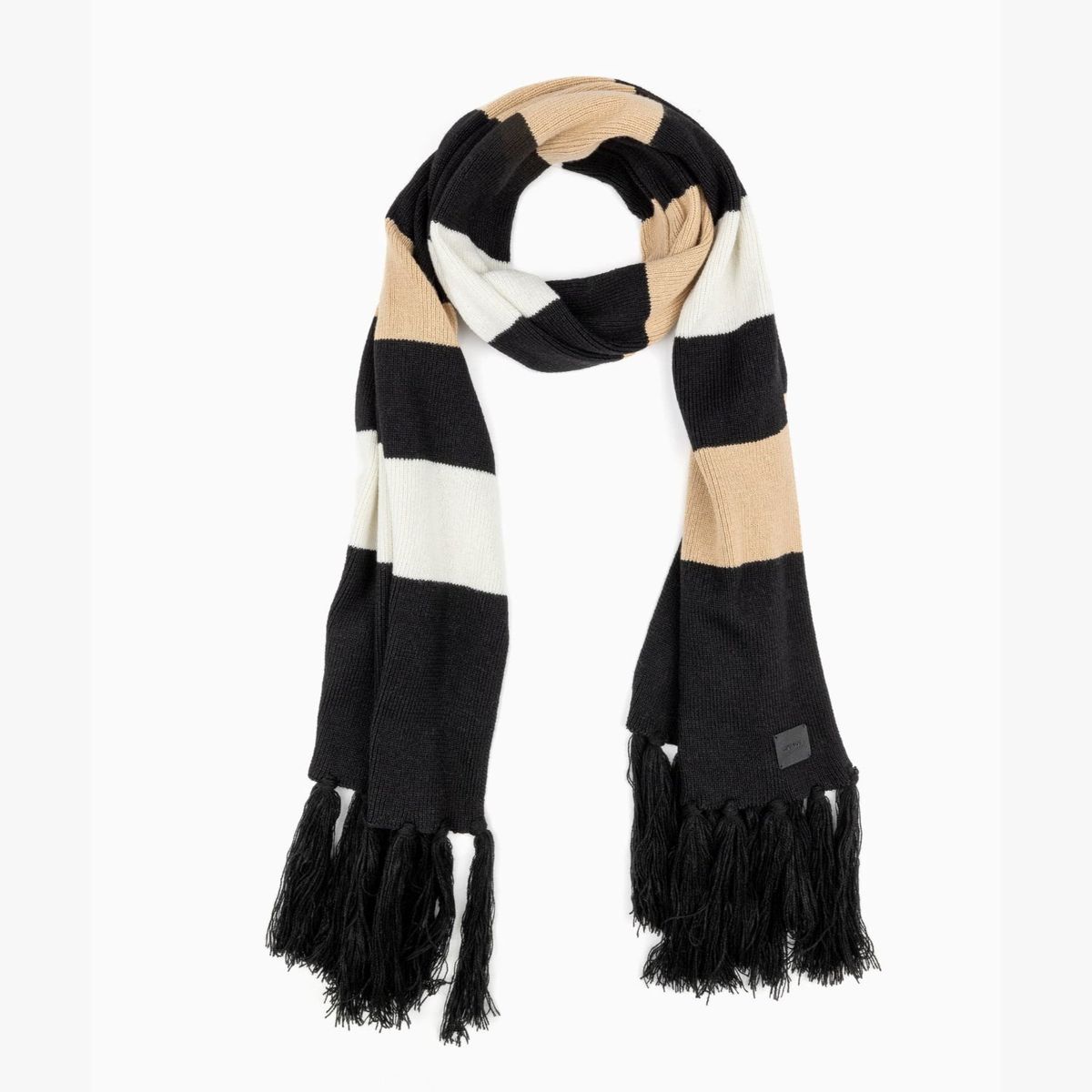 LOUNGE - Bufanda Mujer Líneas Y Flecos Negro