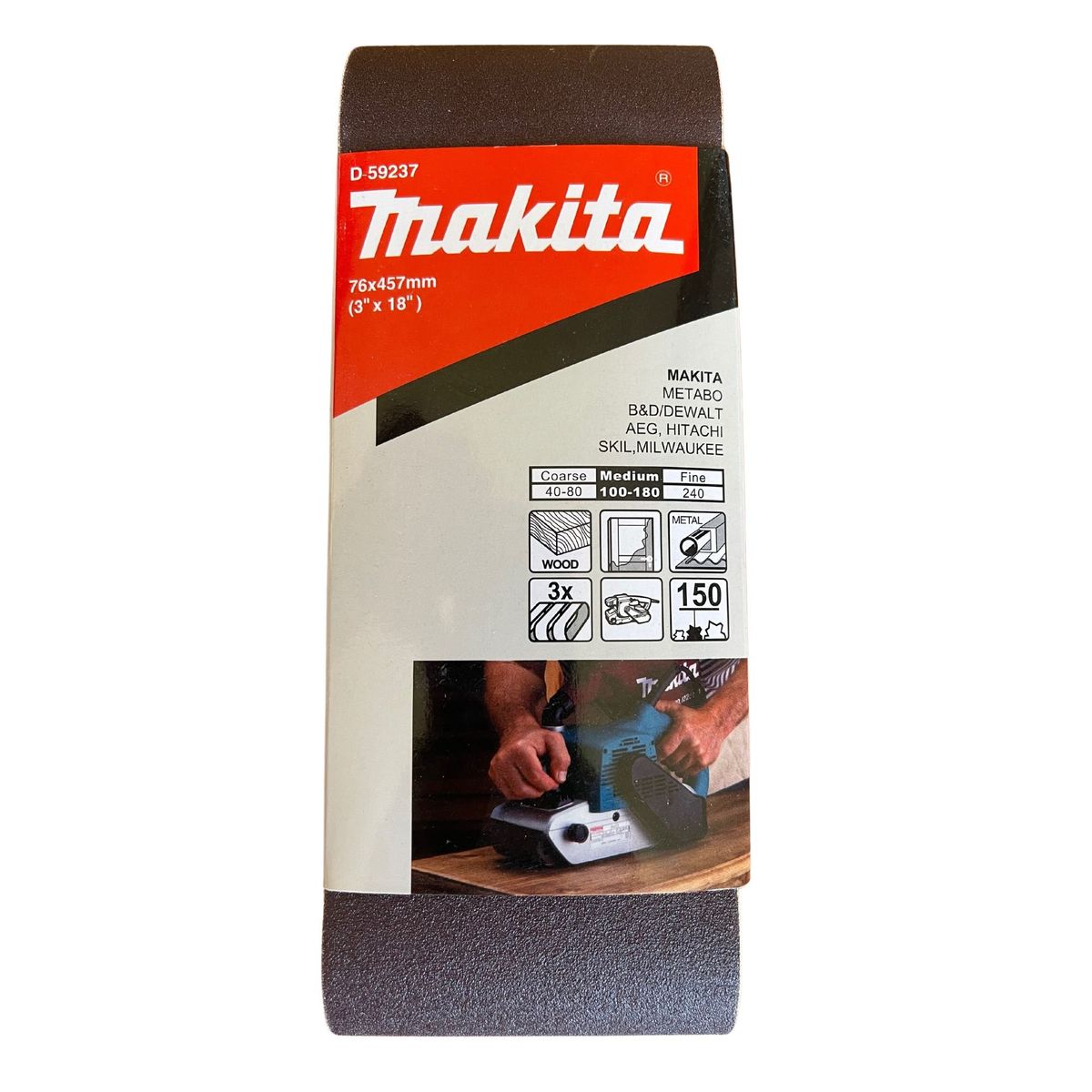 MAKITA - Lija De Banda 3x18" 3Pzs G150 Madera-Metal Makita D-59237