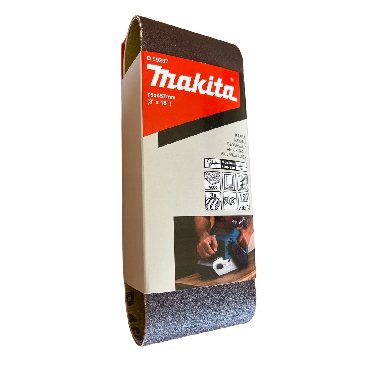MAKITA - Lija De Banda 3x18" 3Pzs G150 Madera-Metal Makita D-59237