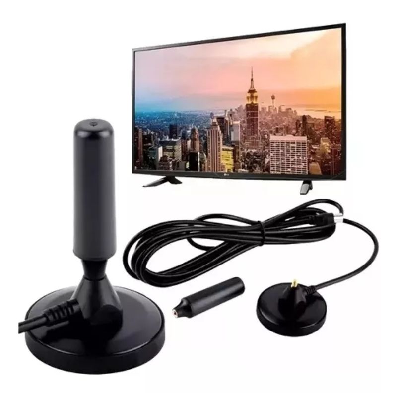 GENERICO - Antena Tv Digital Abierta Hd Tvd Interior 360 Coaxial