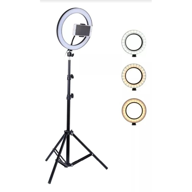 GENERICO - Anillo Aro Luz Led Fotografía 26 Cm + Trípode