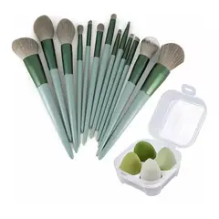 GENERICO - Set 17 Brochas Maquillaje Profesional Verde