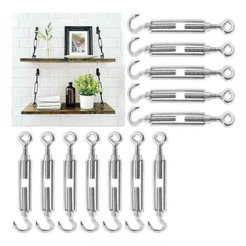 KUANGYE - Tensor Ojo Gancho Galvanizado Piola Acero 3/16 M5 Pack De 12