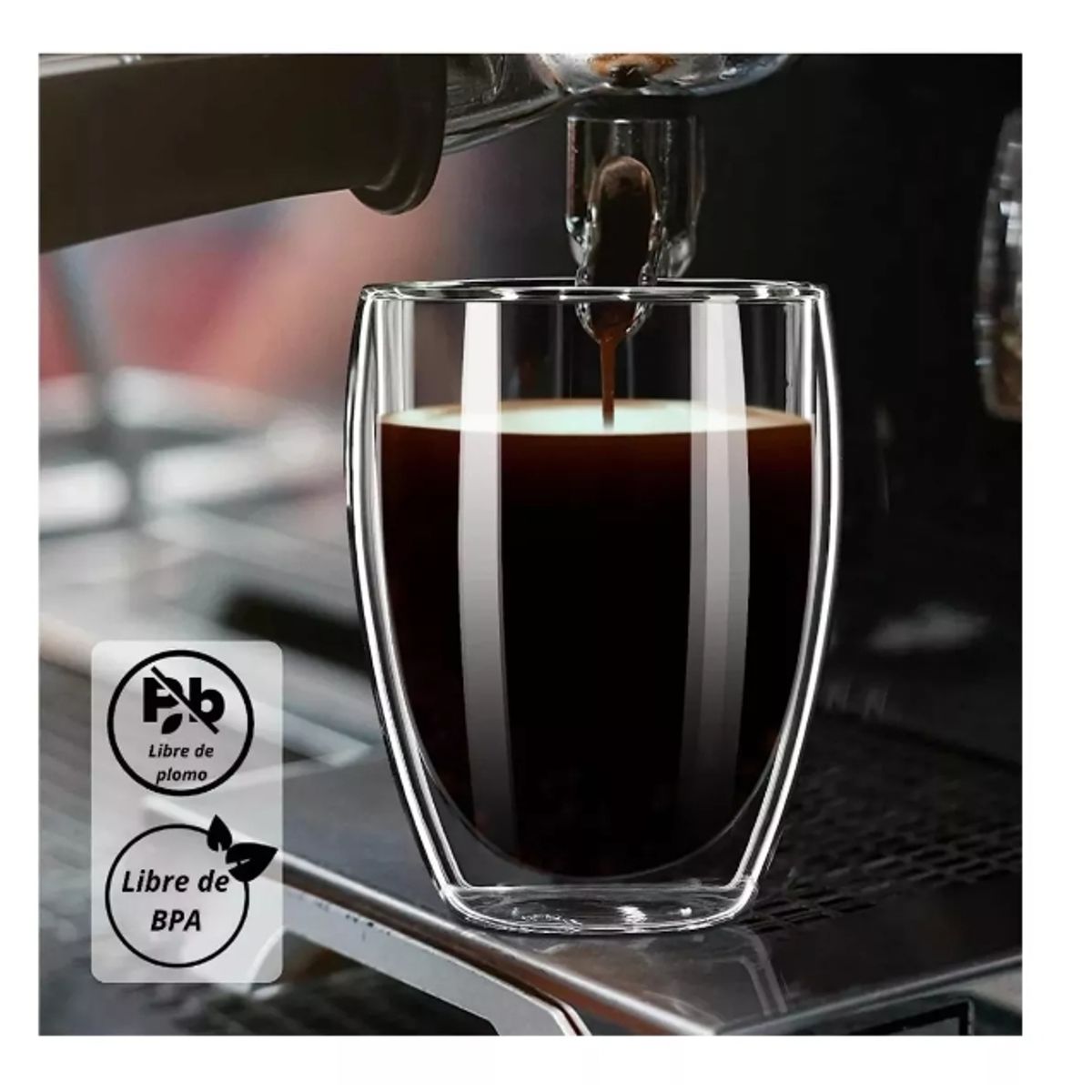 GENERICO - Taza De Vidrio Doble Pared Café Té 350 Ml Cappuchino