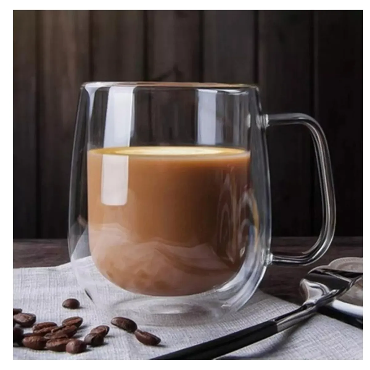 GENERICO - Pack 2 Tazas Doble Pared Vidrio 250ml para Cafe Te Capuccino