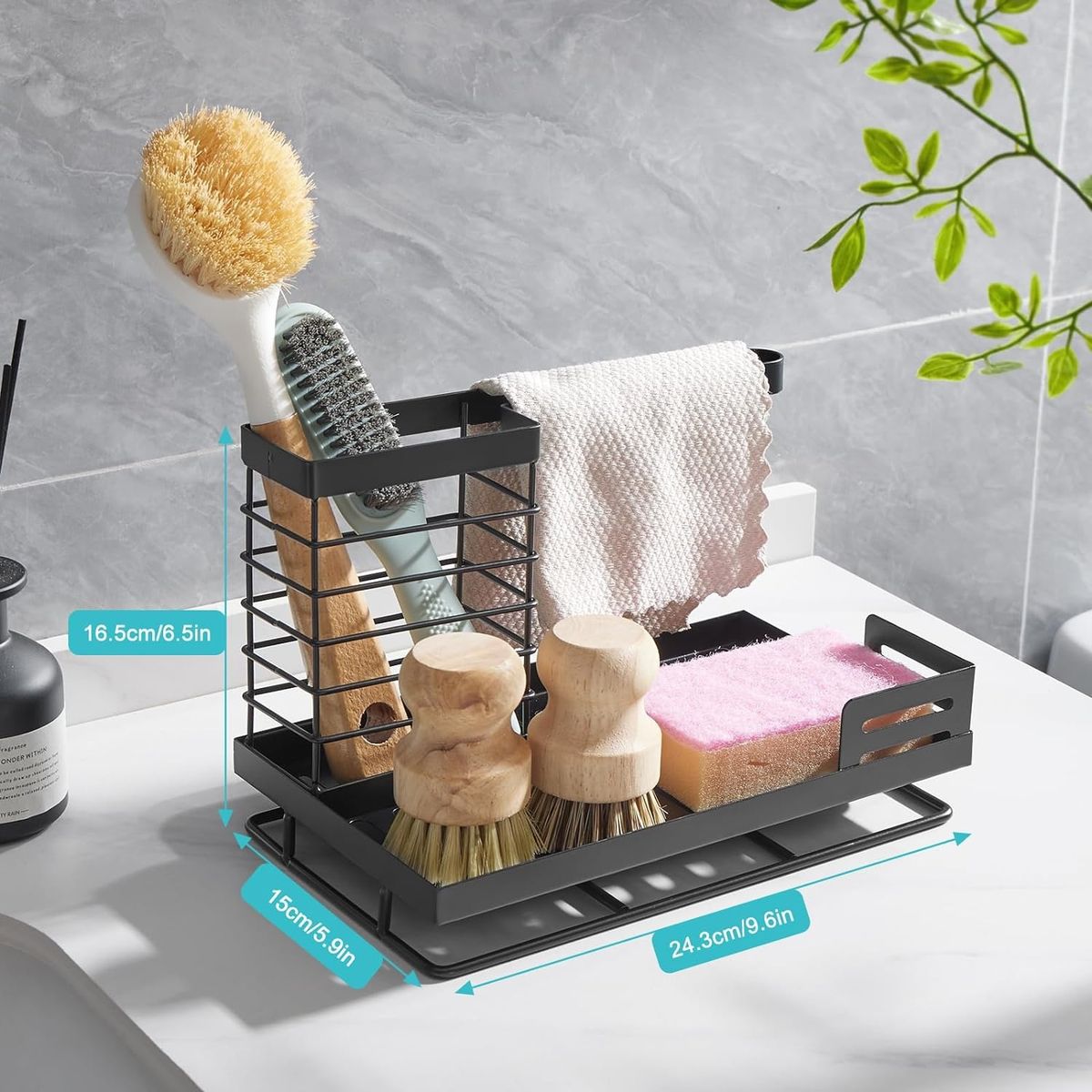 YOMYM - Portaesponjas Acero Inoxidable Porta Trapos Con Placa Metal Extraíble