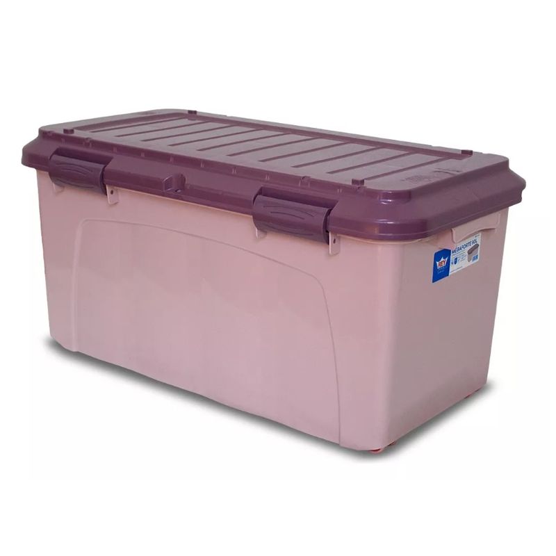 REYPLAST - Caja Almacenamiento Organizadora Megaforte 90l Ruedas Morada