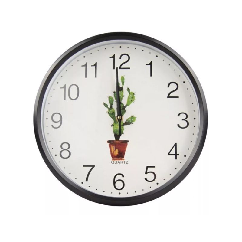 GENERICO - Reloj De Pared 30cm Negro Cactus Bighouse Mimbral