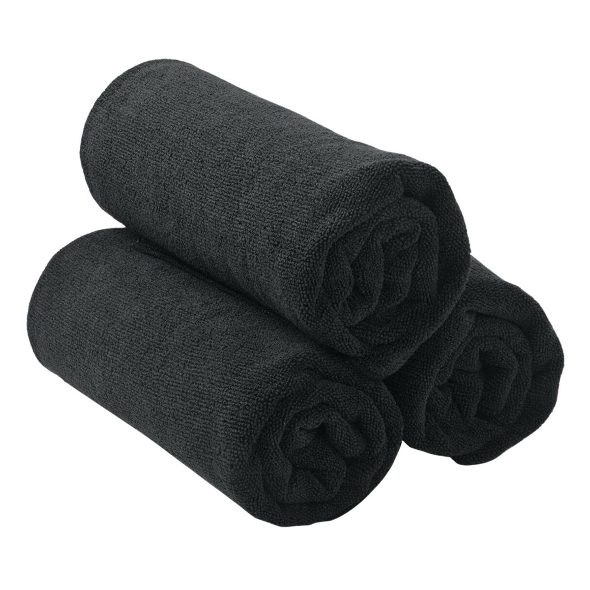 GENERICO - Pack 3 Toalla Negra Peluqueria Hotel Barberia Spa Gym