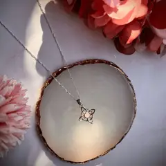 GENERICO - Collar nudo de bruja cuarzo rosa de plata