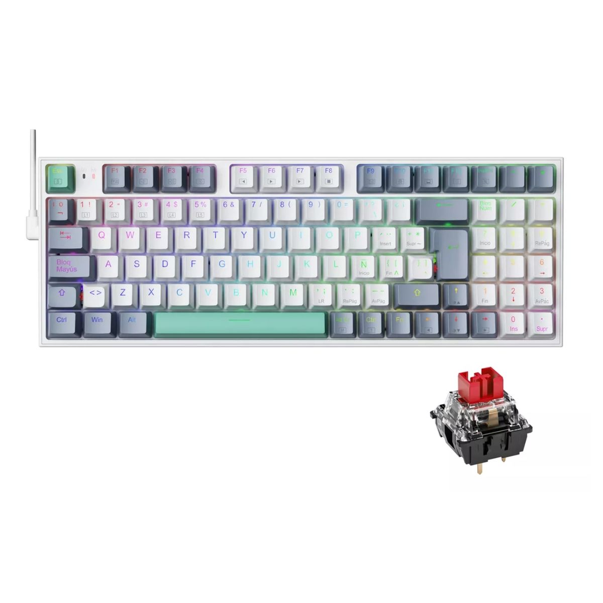 GENERICO - Teclado Mecánico K500 Gamer Alambrico Español Hot Swap Rgb