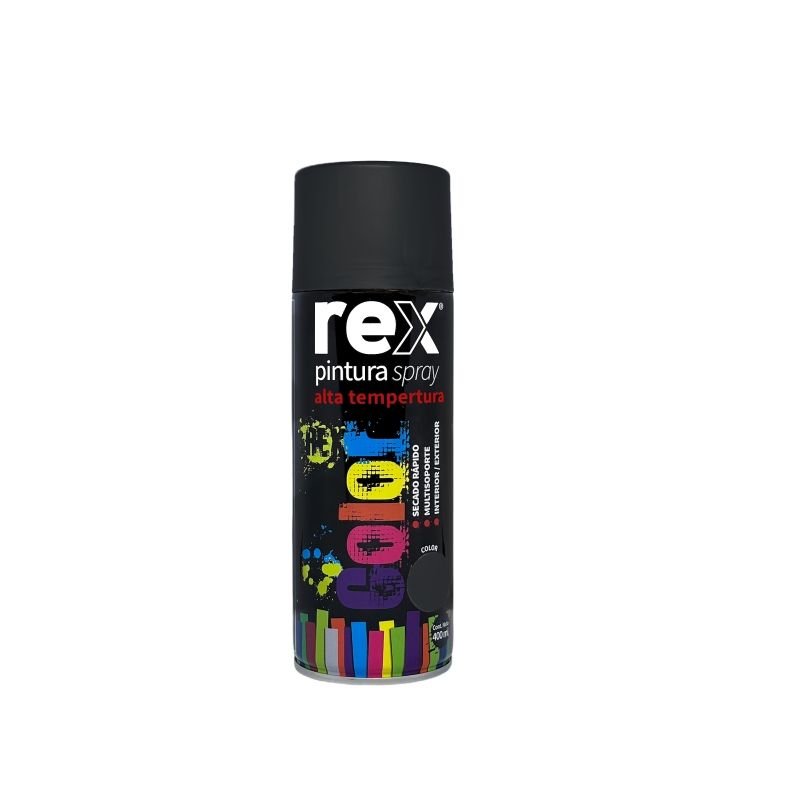 GENERICO - Pintura Spray Alta Temperatura Negro 400ml REX