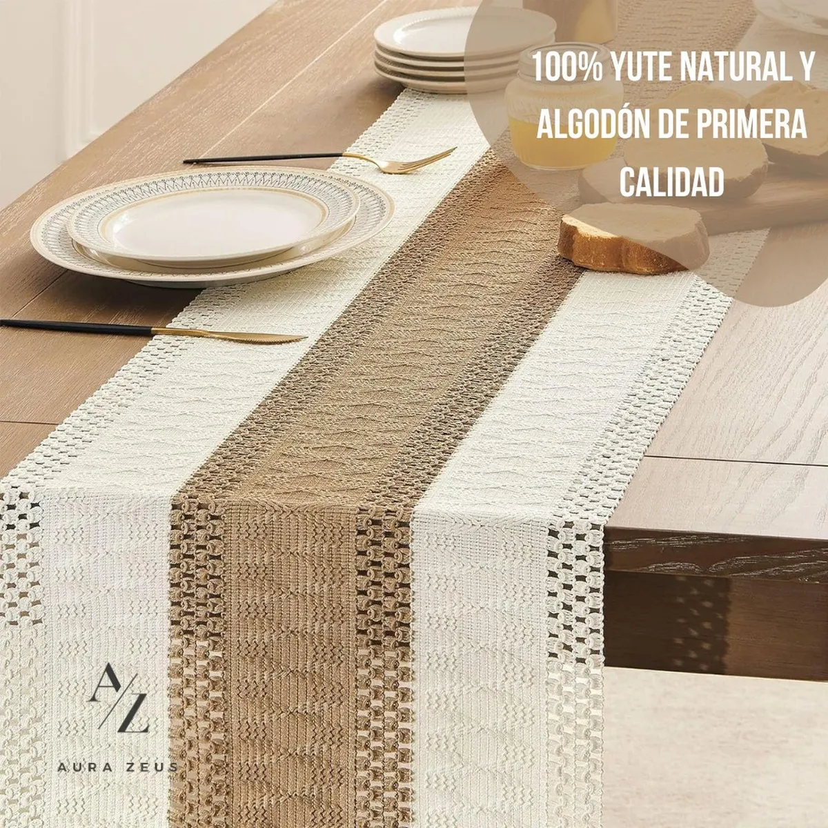 AZ AURAZEUS - Camino De Mesa Decoracion Yute Manteles De Centro 180 x 30