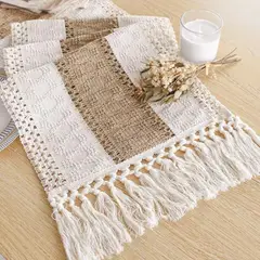 AZ AURAZEUS - Camino De Mesa Decoracion Yute Manteles De Centro 180 x 30