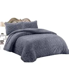 GENERICO - Cubrecama Color Gris Texturizado TRENZADO Con Chiporro 2 PLAZA diana